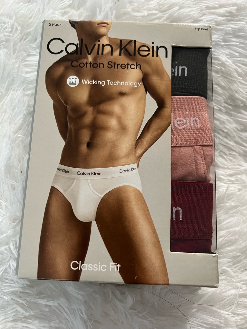 Calvin Klein 3-Pack Cotton Stretch Briefs - Black, Pink, Burgundy
